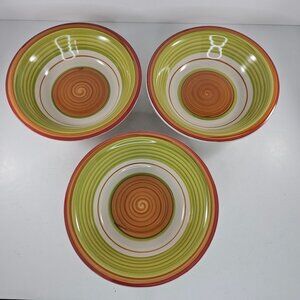 Pier 1 Valencia Soup Cereal Bowl Set of 3 Spiral Design 8.25 Inch